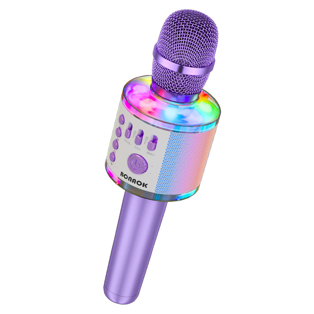 BONAOK Karaoke Microphone with LED Lights Upgraded,Wireless