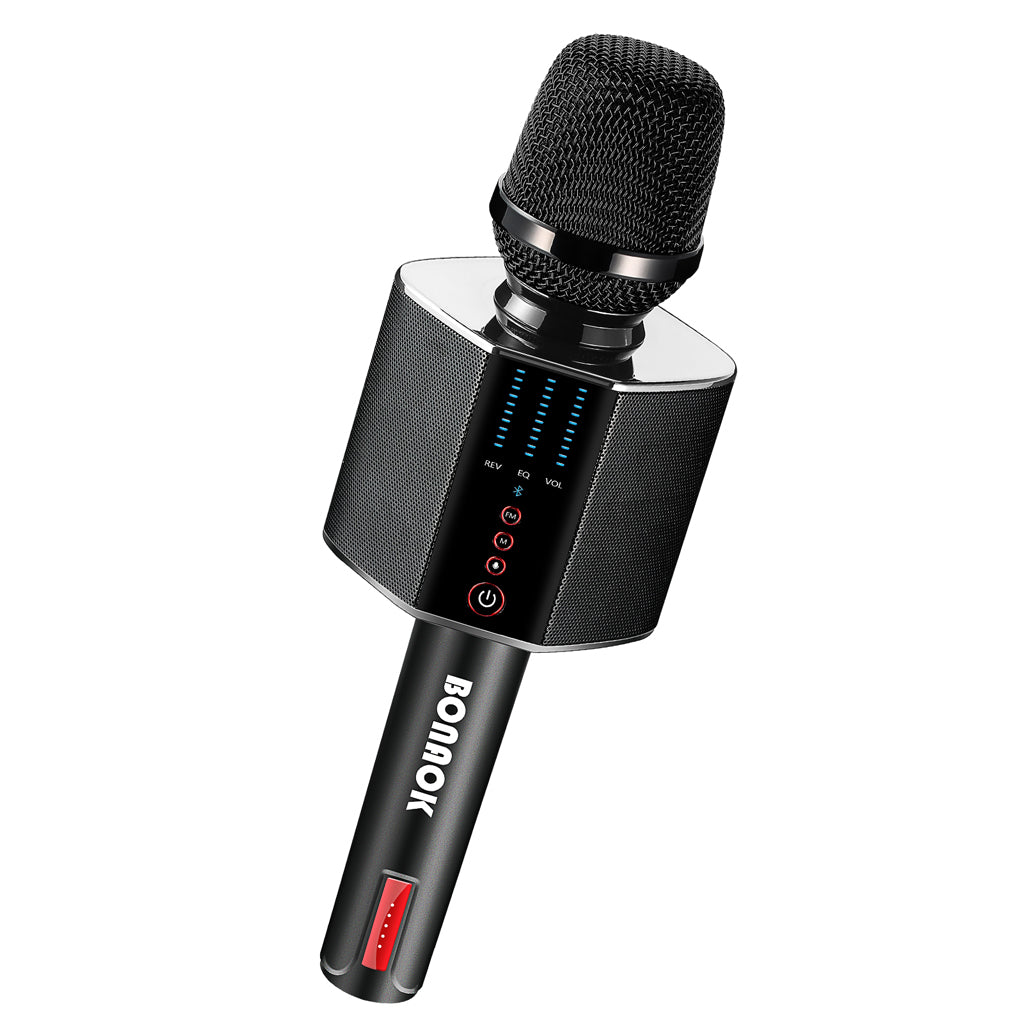 BONAOK Microfono per karaoke portatile, senza fili, Bluetooth, per feste in  auto, a casa all'aperto, karaoke per PC/tutti gli smartphone G50, nero