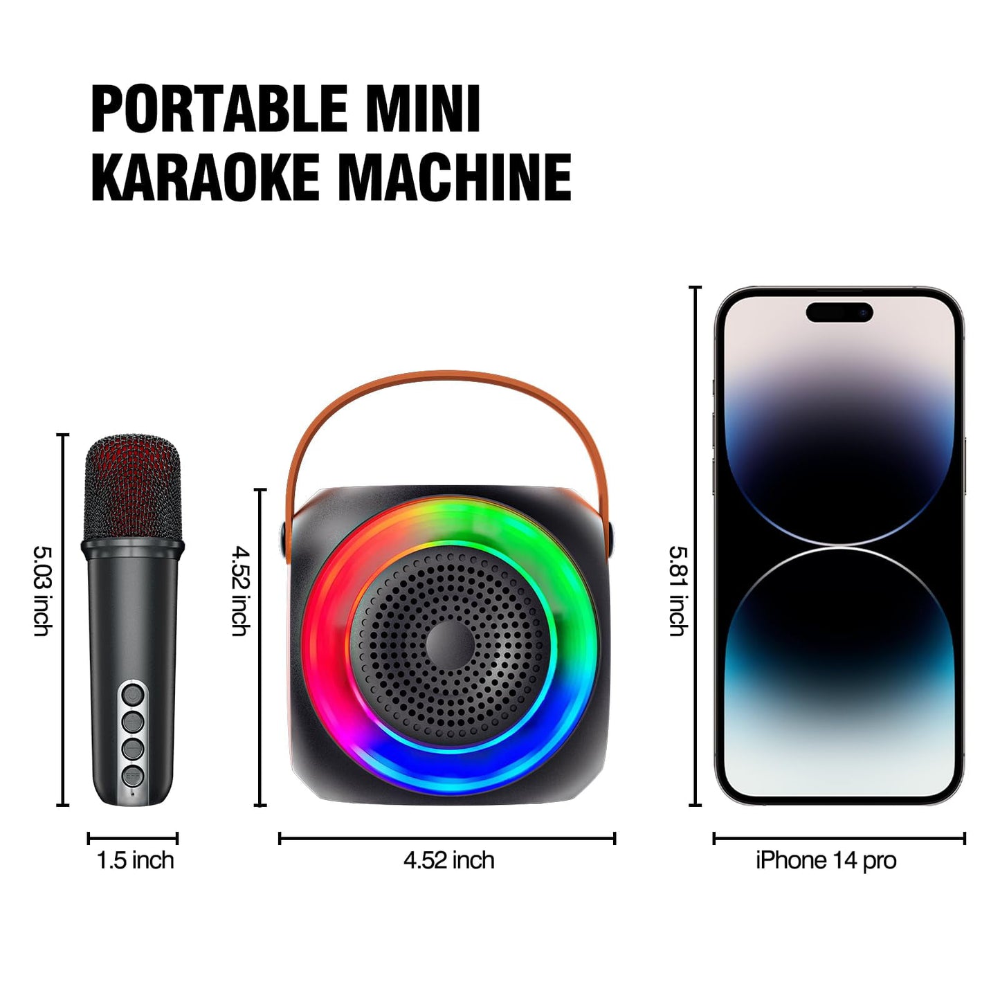BONAOK Mini Karaoke Machine for Kids Adults, Portable Karaoke Speaker with 2 Wilreless Microphones and Bluetooth for Home Party, Birthday Gifts for Boys/Girls(Pink)