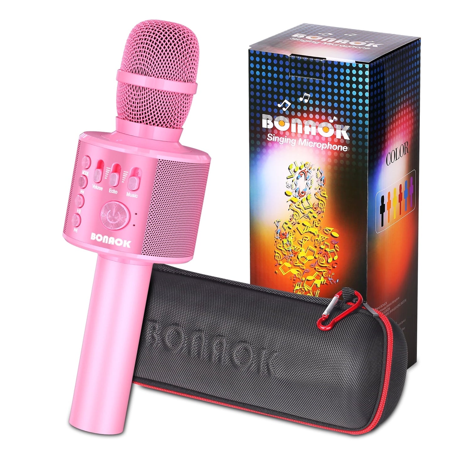 BONAOK Wireless Bluetooth Karaoke Microphone, 3-in-1 Portable Handheld Mic Speaker for All Smartphones,Gifts for Kids Adults Q37 (Rose Gold)