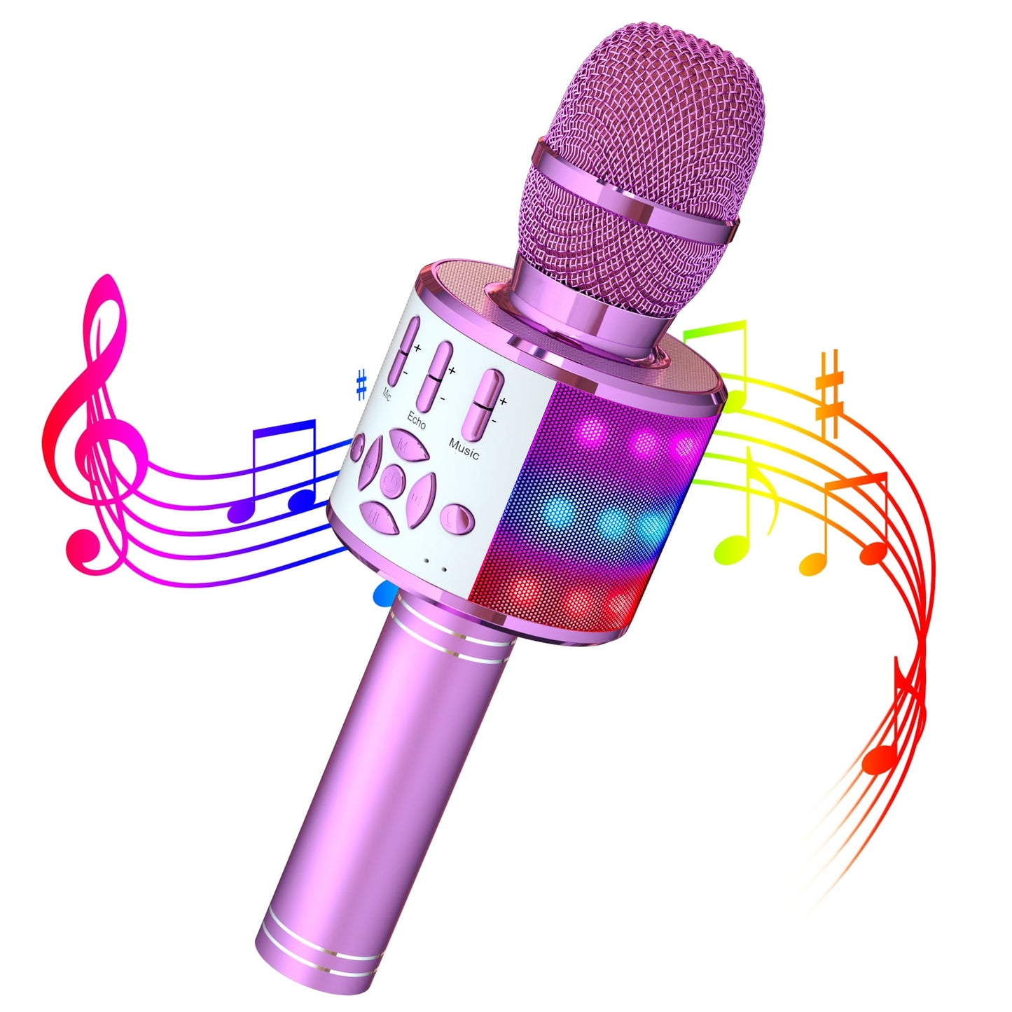 BONAOK Karaoke Microphone For Kids Adults, Wireless Bluetooth Microphone for Singing, Portable Karaoke Machine Handheld with LED Lights, Gift for Teens Girl Boys Adults Birthday Party(Rose Gold)