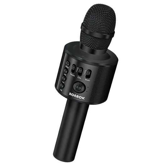 BONAOK Wireless Bluetooth Karaoke Microphone,3-in-1 Portable Handheld Karaoke Mic Speaker Machine Home Party Birthday for All Smartphone(Q37 Black)
