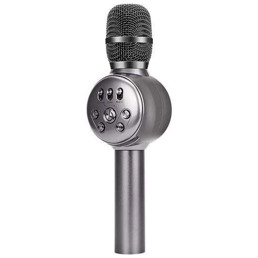 BONAOK Wireless Bluetooth Karaoke Microphone with Dynamic LED Light, Portable Handheld Magic Sound Karaoke Mic Home Party Birthday for iPhone/Android/iPad/PC/Sony (Gray)