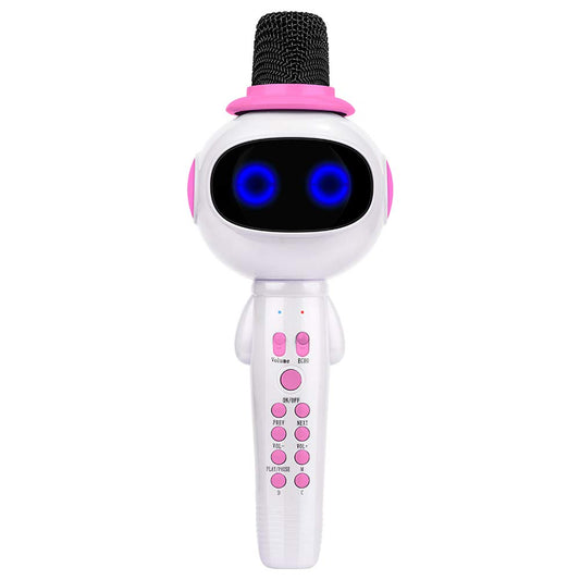 BONAOK Kids Wireless Bluetooth Karaoke Microphone with Magic Sound & Colorful LED light, 5 in 1 Portable Handheld Party Karaoke Speaker Machine New Year Gift for Android/iPhone/iPad/PC (Pink)