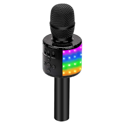 BONAOK Wireless Bluetooth Karaoke Microphone with Controllable LED Lights, Portable Handheld Karaoke Speaker Machine Birthday  Home Party for Android/iPhone/PC or All Smartphone(Q78 Black)