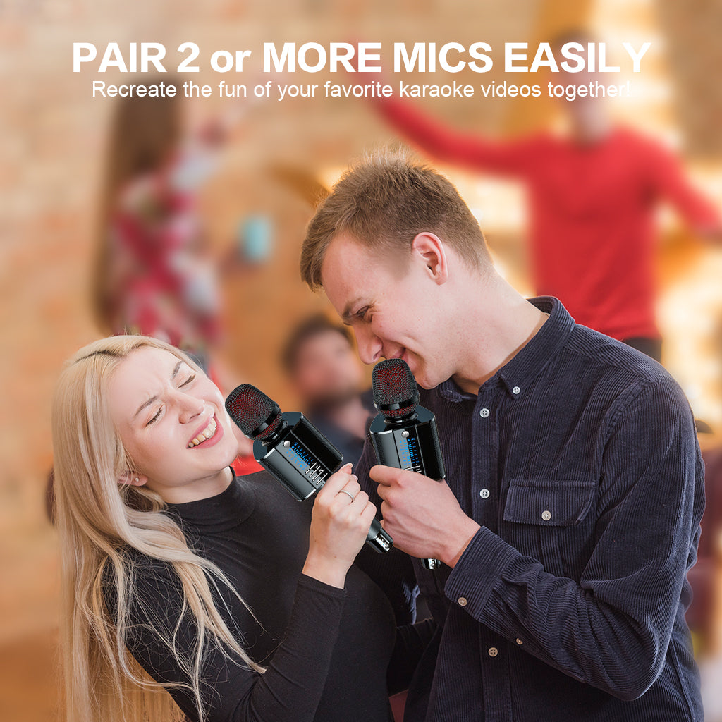 BONAOK Karaoke Microphone,2022 Version Bluetooth Wireless UHF Karaoke Mic Speaker, Portable Handheld Karaoke Machine Compatible with Car/Phones/PC G20 Black