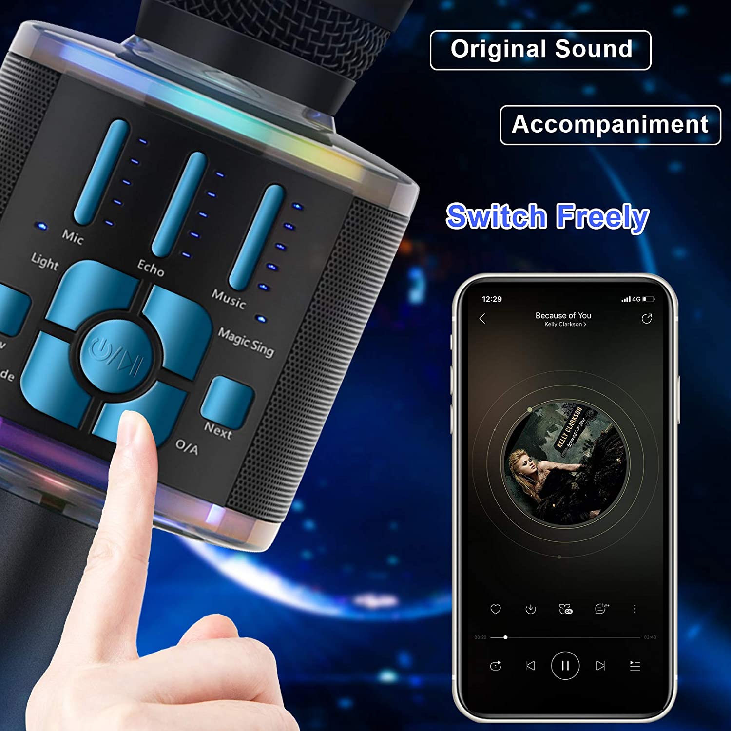 Microphone Karaoké Pour, Microphone Bluetooth Portable Pour