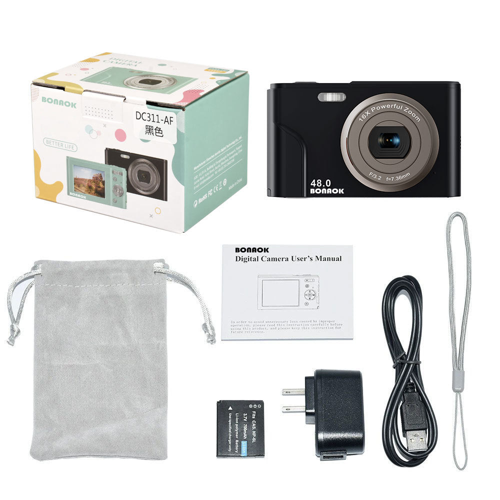BONAOK Digital Camera for Photography, YouTube Vlog Camera Ultra HD 48MP